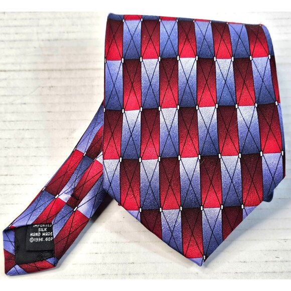 1996 Grateful Dead Handmade Silk Tie Carved In Stone 22nd Set Red & Blue - Picture 1 of 7